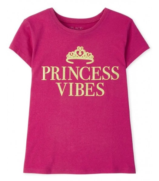 Childrens Place Pink Princess Vibes Graphic Tee